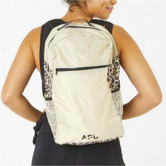 APL All Purpose Packable Backpack Women's Tan Leopard Print Lightweight - Picture 1 of 6